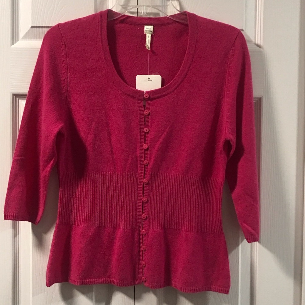 Future Paradise Fuchsia Button-Up Cashmere Cardigan